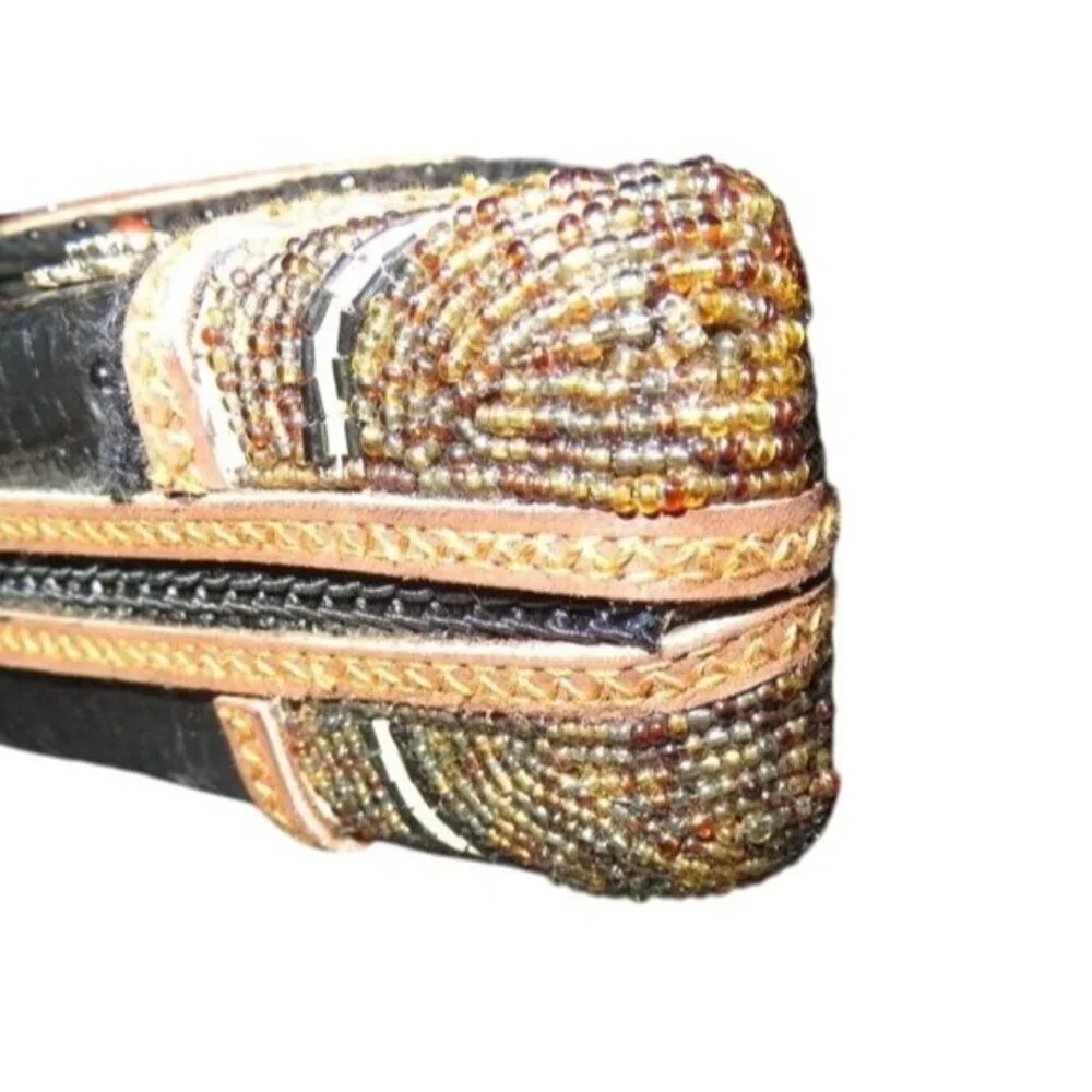 Mary Frances Vintage hand beaded Italian calf hair handbag crossbody clutch